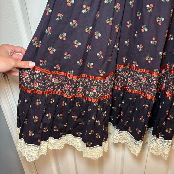 Gunne Sax Calico Dress Renaissance Fair Dress With Pockets Vintage 70s - Picture 12 of 17